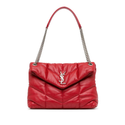 Saint Laurent AB Saint Laurent Red Lambskin Leather Leather Medium LouLou Puffer Shoulder Bag Italy