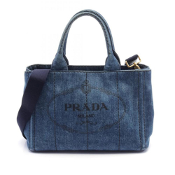 Prada B Prada Blue Denim Denim Fabric Small Canapa Logo Satchel Italy