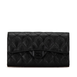 Chanel AB Chanel Black Lambskin Leather Leather CC Quilted Lambskin Flap Continental Wallet Spain