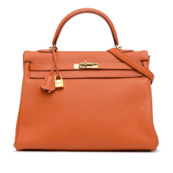 Hermès AB Hermès Orange Calf Leather Togo Kelly Retourne 35 France