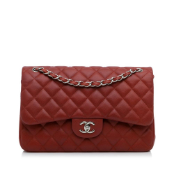 Chanel AB Chanel Red Caviar Leather Leather Jumbo Classic Caviar Double Flap Italy