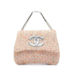 Chanel B Chanel Pink Light Pink Tweed Fabric CC Flap France