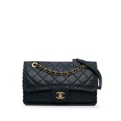 Chanel B Chanel Blue Navy Calf Leather Medium Happy Stitch Flap Italy