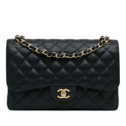 Chanel AB Chanel Black Caviar Leather Leather Jumbo Classic Caviar Double Flap Italy