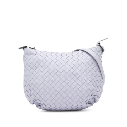 Bottega Veneta AB Bottega Veneta White Calf Leather Intrecciato Hobo Bag Italy