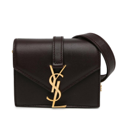 Saint Laurent AB Saint Laurent Red Burgundy Calf Leather Mini skin Monogram Candy Crossbody Italy