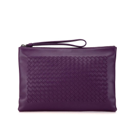 Bottega Veneta AB Bottega Veneta Purple Calf Leather Intrecciato Clutch Italy