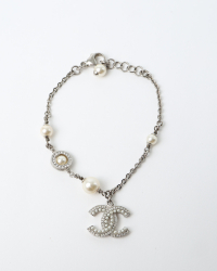 Chanel Coco Mark Rhinestones and Pearls Bracelet