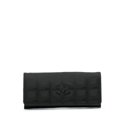 Chanel B Chanel Black Canvas Fabric New Travel Line Continental Wallet Italy