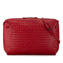 Bottega Veneta B Bottega Veneta Red Calf Leather Large Intrecciato Nodini Italy