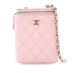 Chanel AB Chanel Pink Light Pink Caviar Leather Leather Caviar Coco Beauty Vertical Vanity Case Italy