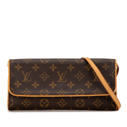 Louis Vuitton B Louis Vuitton Brown Monogram Canvas Canvas Monogram Pochette Twin GM Spain