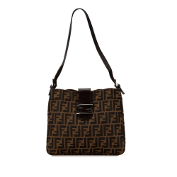 Fendi B Fendi Brown Canvas Fabric Zucca Shoulder Bag Italy