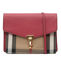 Burberry B Burberry Red Calf Leather House Check Derby Macken Crossbody Bag Italy