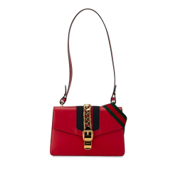 Gucci AB Gucci Red Calf Leather Small Sylvie Satchel Italy