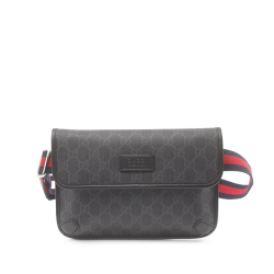 Gucci AB Gucci Black Coated Canvas Fabric GG Supreme Web Belt Bag Italy