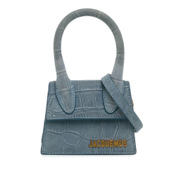 Jacquemus B Jacquemus Blue Suede Leather Mini Croc Embossed Le Chiquito Spain