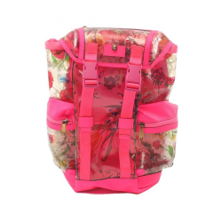 Gucci B Gucci Pink Hot Pink PVC Plastic Flora Techpack Backpack Italy