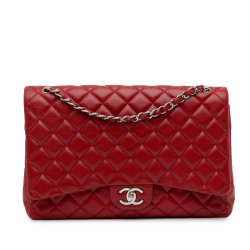 Chanel B Chanel Red Caviar Leather Leather Maxi Classic Caviar Double Flap France