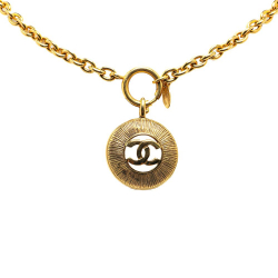 Chanel B Chanel Gold Gold Plated Metal CC Round Pendant Necklace France