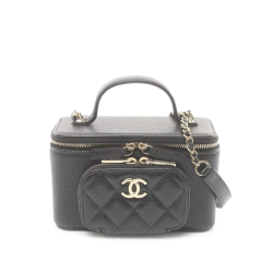 Chanel AB Chanel Black Caviar Leather Leather Caviar Business Affinity Vanity Case Italy