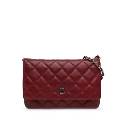 Chanel AB Chanel Red Lambskin Leather Leather Classic Lambskin Wallet on Chain France