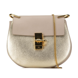 Chloé B Chloé Gold Calf Leather Small Drew Crossbody Italy