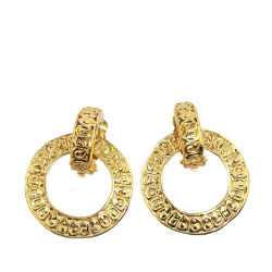 Chanel B Chanel Gold Gold Plated Metal Hoop Earrings France