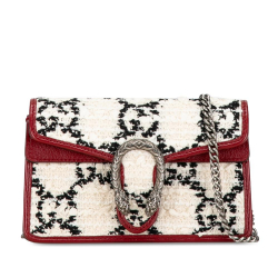 Gucci AB Gucci White Tweed Fabric Super Mini GG Dionysus Crossbody Bag Italy