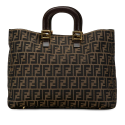 Fendi AB Fendi Brown Canvas Fabric Large Zucca Twins Tote Italy