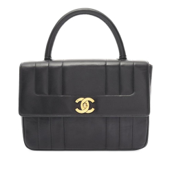 Chanel B Chanel Black Caviar Leather Leather Mademoiselle Top Handle Handbag France