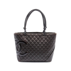 Chanel B Chanel Brown Dark Brown Lambskin Leather Leather Large Lambskin Cambon Ligne Tote Italy