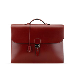 Hermès B Hermès Red Bordeaux Calf Leather Box Sac a Depeches 41 France