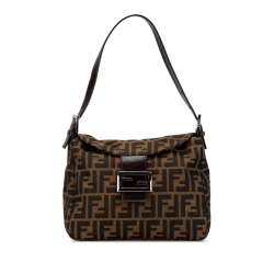 Fendi B Fendi Brown Canvas Fabric Zucca Double Flap Mamma Italy