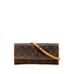 Louis Vuitton B Louis Vuitton Brown Monogram Canvas Canvas Monogram Pochette Twin GM France