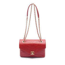 Chanel AB Chanel Red Lambskin Leather Leather Small Lambskin Coco Chevron Envelope Flap Italy