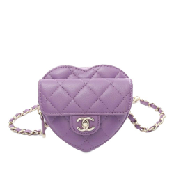 Chanel A Chanel Purple Lambskin Leather Leather Mini Lambskin CC in Love Heart Belt Bag Italy