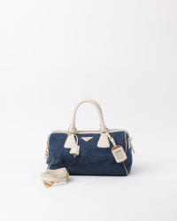 Prada Denim Saffiano Boston Bag