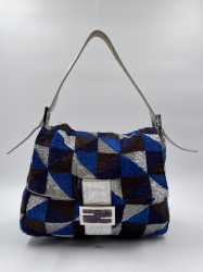 Fendi Blue Nylon Fendi Baguette Mamma