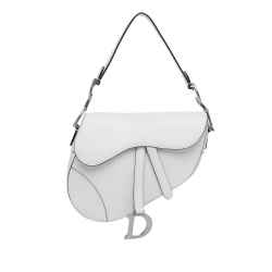 Christian Dior B Dior White Calf Leather Medium Saddle Bag Italy