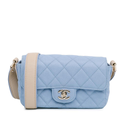 Chanel AB Chanel Blue Light Blue Caviar Leather Leather CC Quilted Caviar Single Flap France