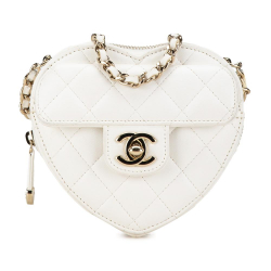 Chanel AB Chanel White Lambskin Leather Leather Mini Lambskin CC in Love Heart Crossbody France