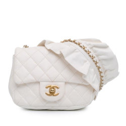 Chanel B Chanel White Ivory Lambskin Leather Leather Mini Square Lambskin Romance Single Flap Italy