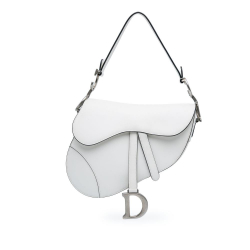 Christian Dior AB Dior White Calf Leather Medium Saddle Bag Italy