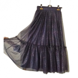 Anthropologie Long skirt in transparent sequined fabric