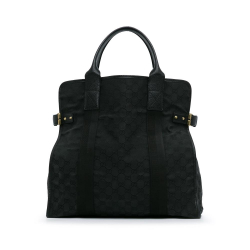 Gucci B Gucci Black Canvas Fabric GG Tote Italy