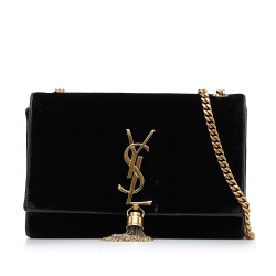 Saint Laurent B Saint Laurent Black Velvet Fabric Kate Monogram Tassel Italy