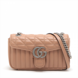 Gucci GG Marmont Small Chevron Leather Flap Bag Beige