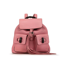 Gucci B Gucci Pink Calf Leather Bamboo Tassel Backpack Italy