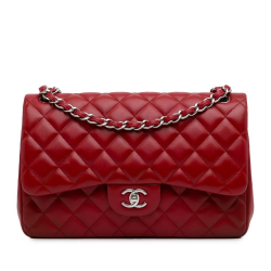 Chanel AB Chanel Red Lambskin Leather Leather Jumbo Classic Lambskin Double Flap Italy